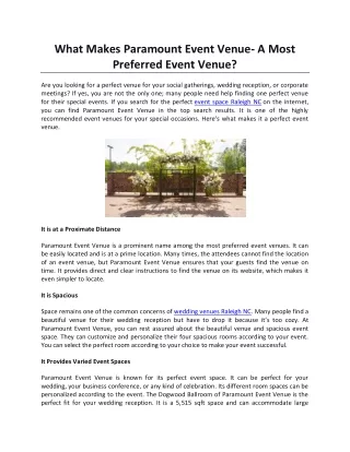 What Makes Paramount Event Venue- A Most Preferred Event Venue?