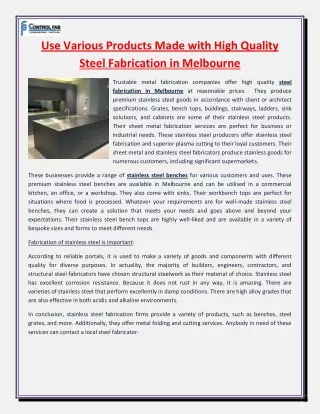 use various products made with high quality steel