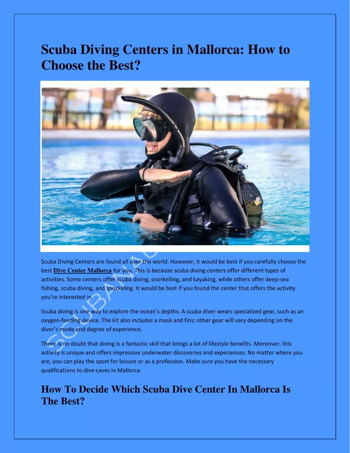 scuba diving centers in mallorca how to choose