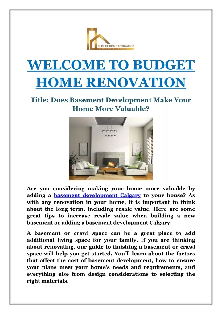 welcome to budget home renovation