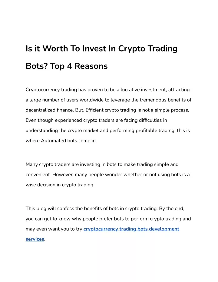 is it worth to invest in crypto trading