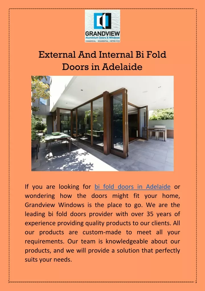 external and internal bi fold doors in adelaide