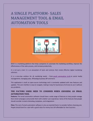 A SINGLE PLATFORM- SALES MANAGEMENT TOOL & EMAIL AUTOMATION TOOLS