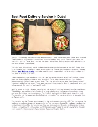 Best Food Delivery Service in Dubai