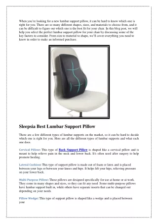 How to Choose the Perfect Lumbar Support Pillow For Your Chair?