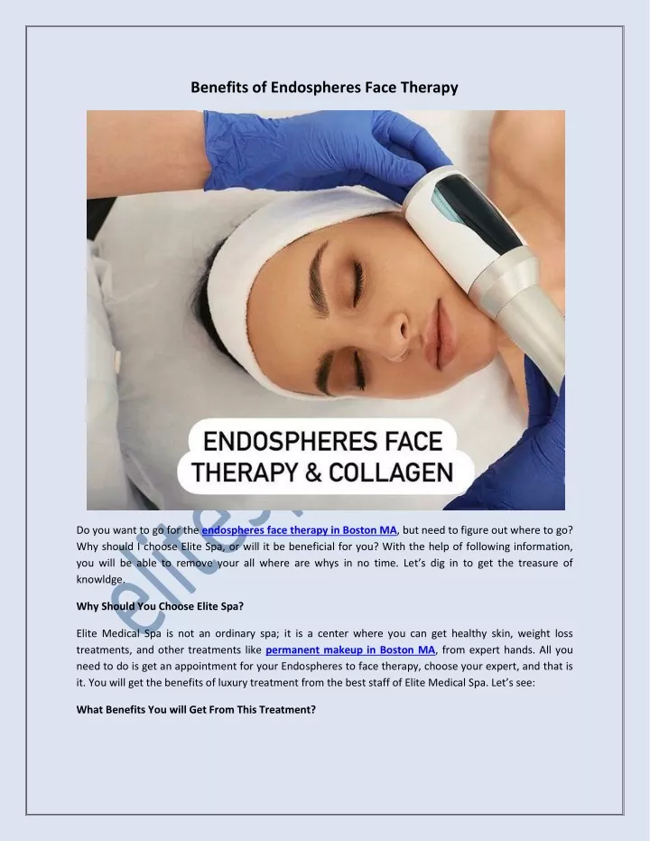 benefits of endospheres face therapy