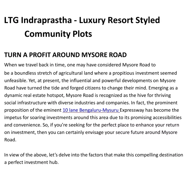 ltg indraprastha luxury resort styled community plots