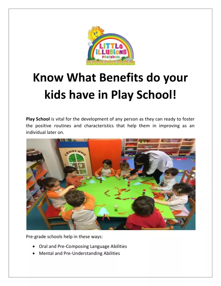 know what benefits do your kids have in play