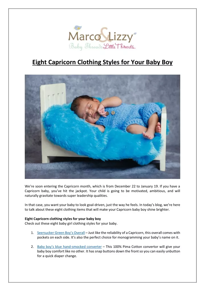 eight capricorn clothing styles for your baby boy