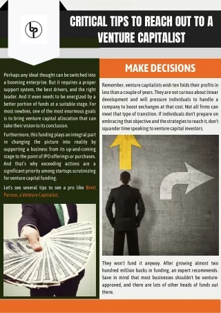 Critical Tips to Reach Out to a Venture Capitalist