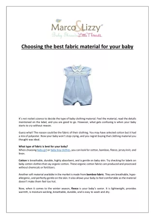 Choosing the best fabric material for your baby