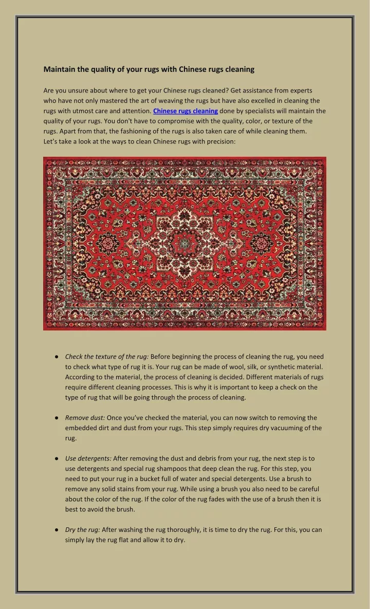 maintain the quality of your rugs with chinese