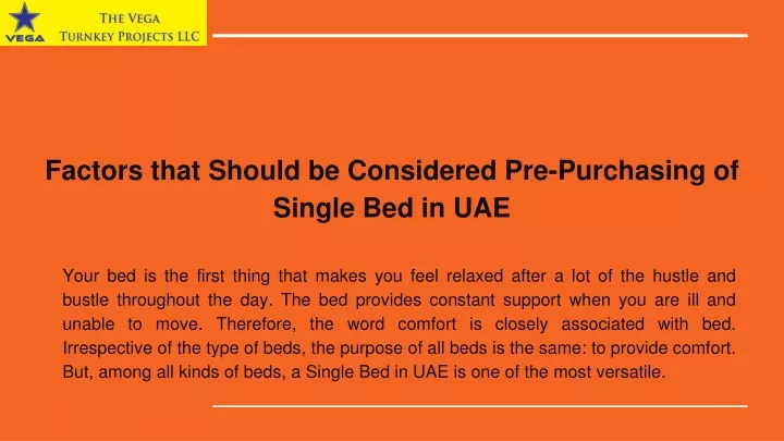 factors that should be considered pre purchasing of single bed in uae