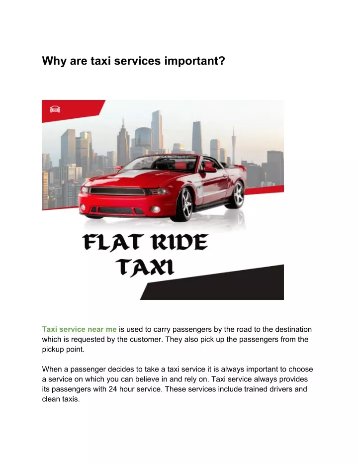 why are taxi services important