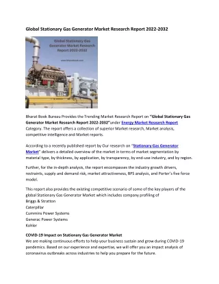 global stationary gas generator market research