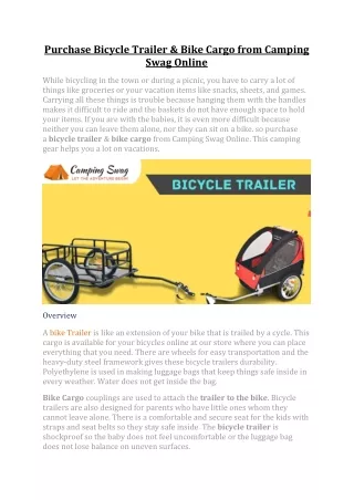 Purchase Bicycle Trailer
