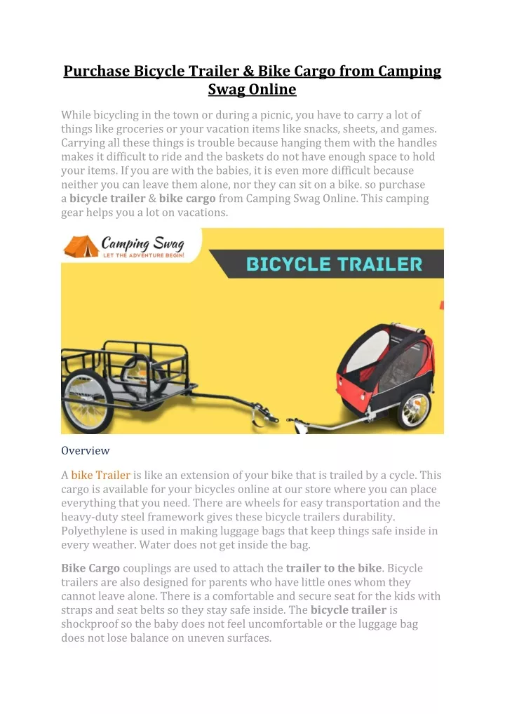 purchase bicycle trailer bike cargo from camping