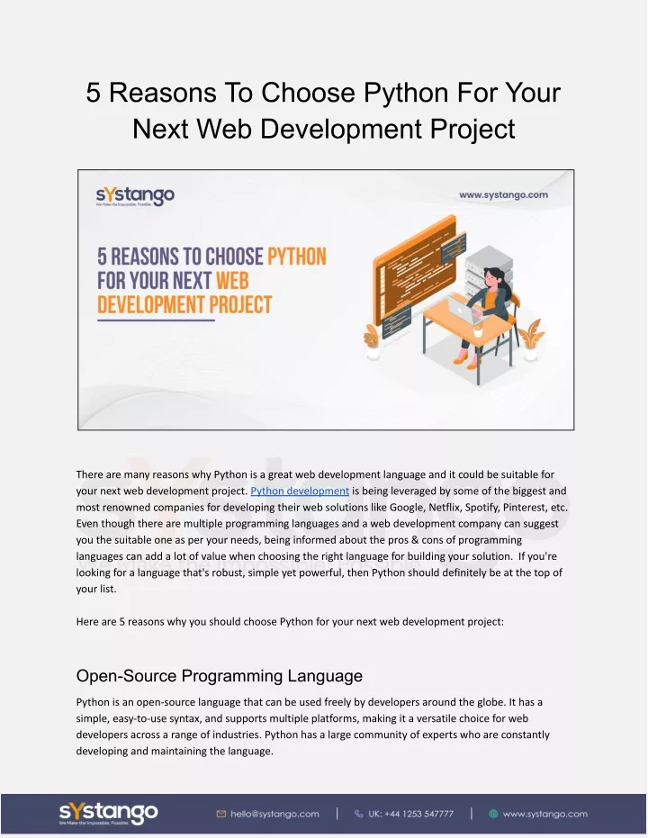 5 reasons to choose python for your next