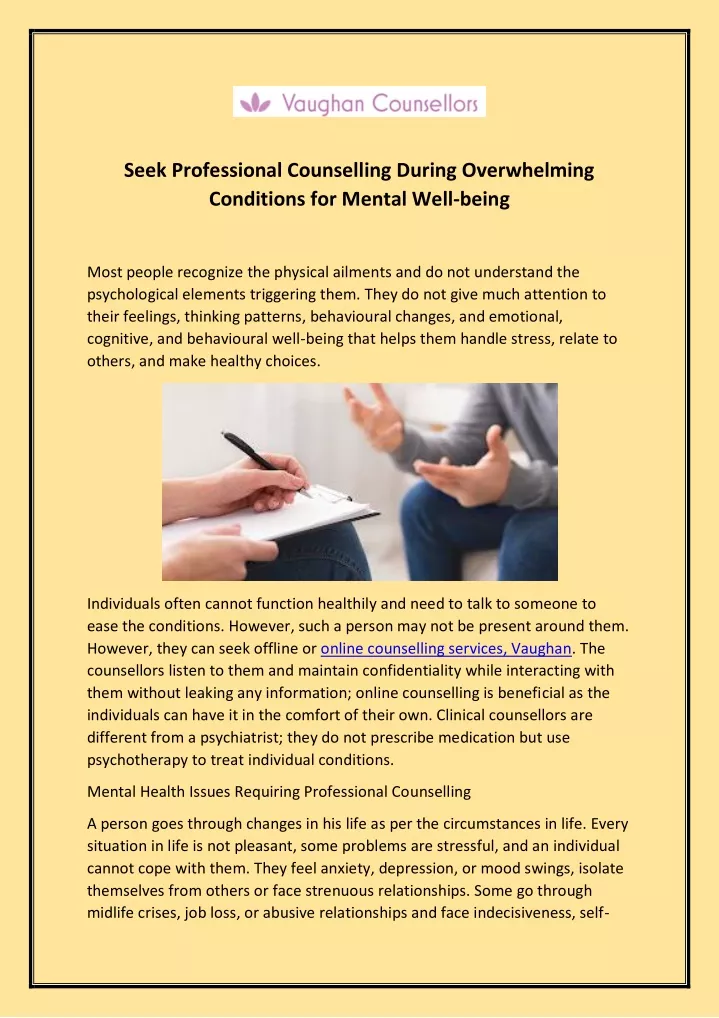 seek professional counselling during overwhelming