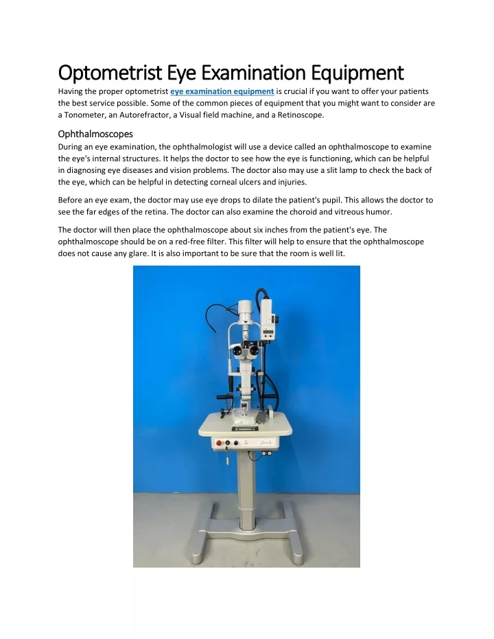 optometrist eye examination equipment optometrist