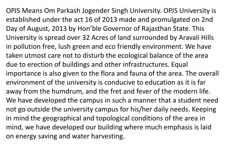 opjs means om parkash jogender singh university