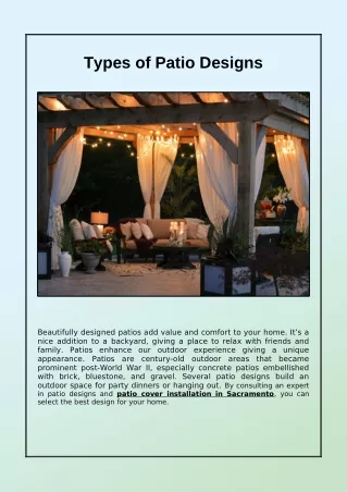 types of patio designs