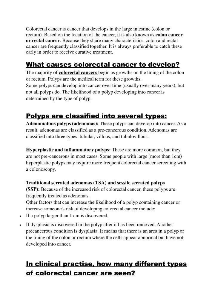 colorectal cancer is cancer that develops
