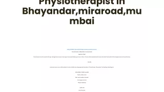 Physiotherapist in Bhayandar,miraroad,mumbai