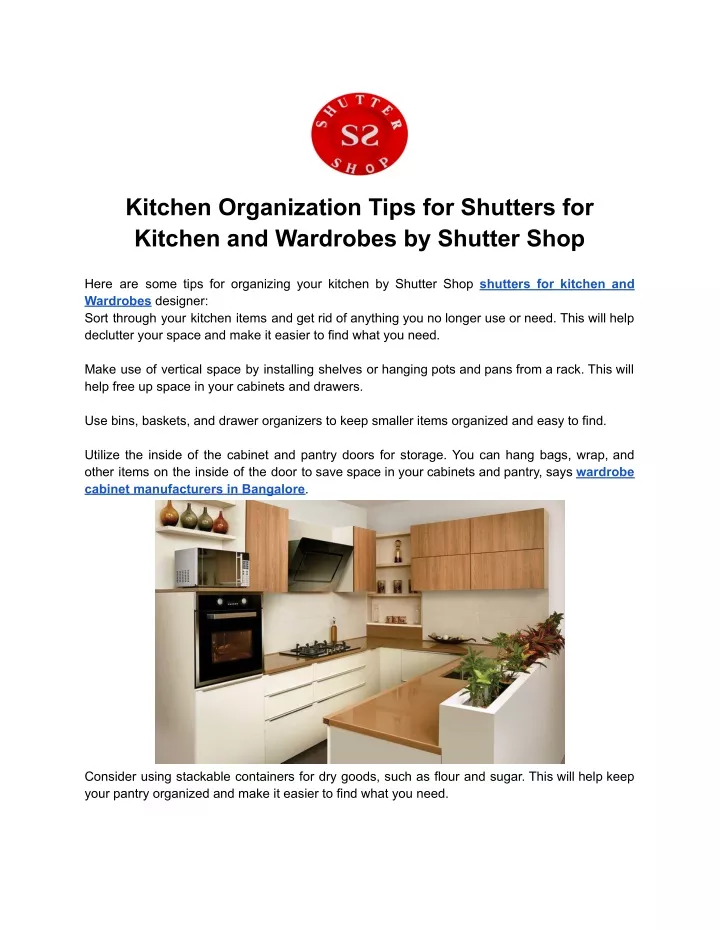 kitchen organization tips for shutters