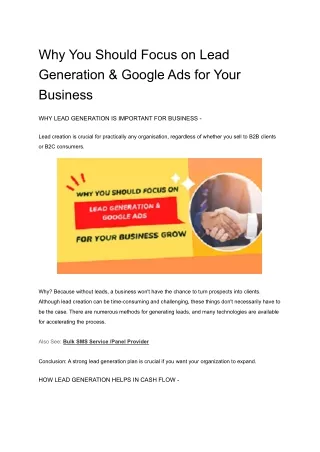Why You Should Focus on Lead Generation & Google Ads for Your Business