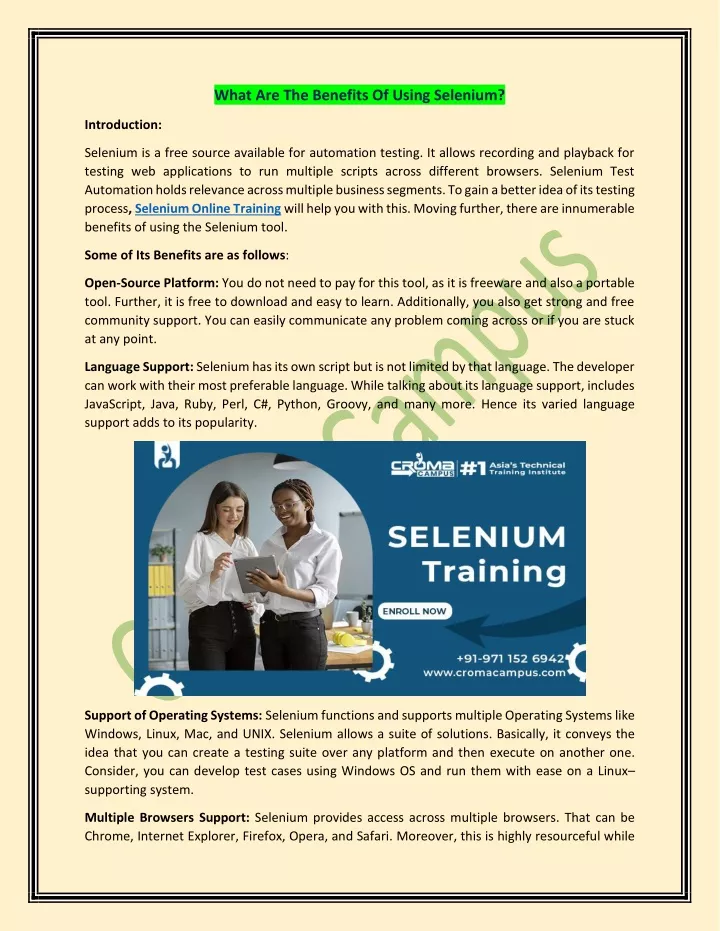 what are the benefits of using selenium