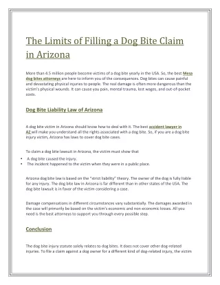 The Limits of Filling a Dog Bite Claim in Arizona