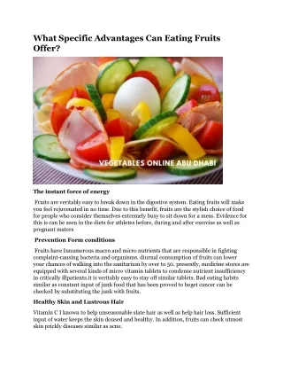 what specific advantages can eating fruits offer