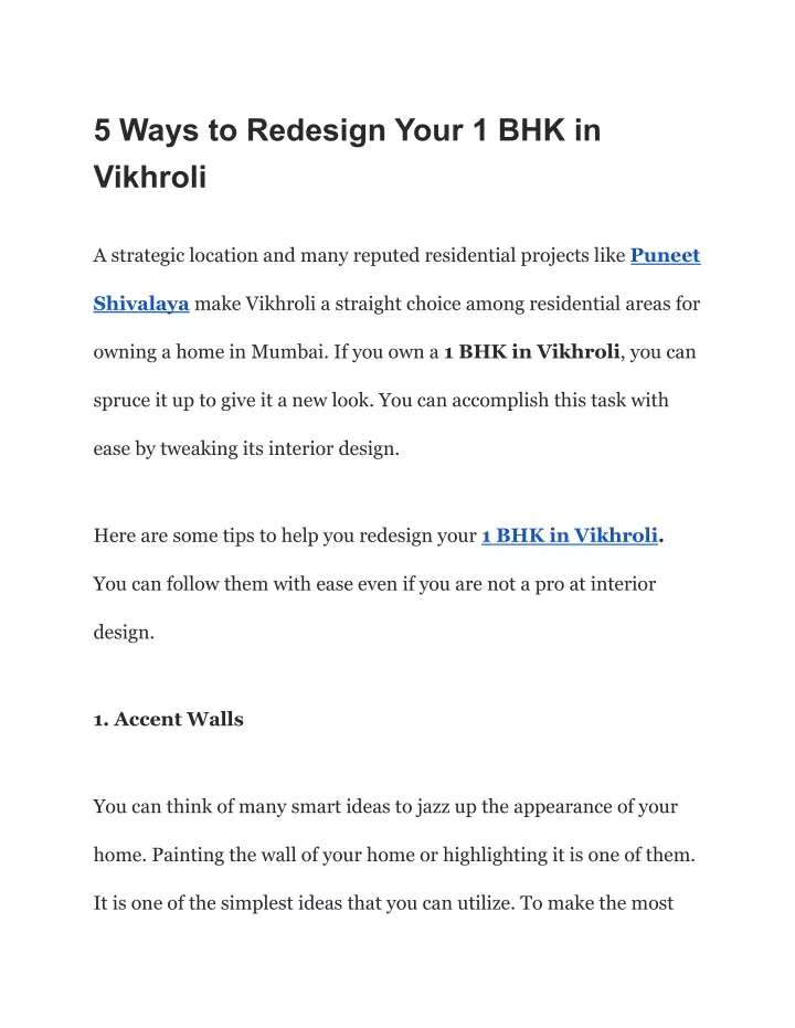 5 ways to redesign your 1 bhk in vikhroli