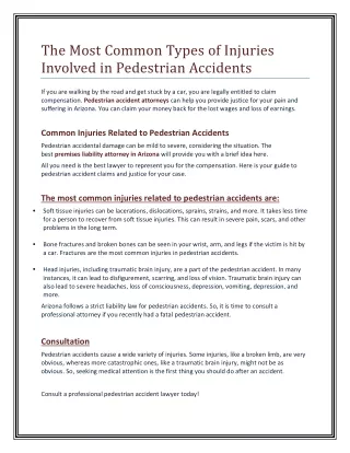 The Most Common Types of Injuries Involved in Pedestrian Accidents
