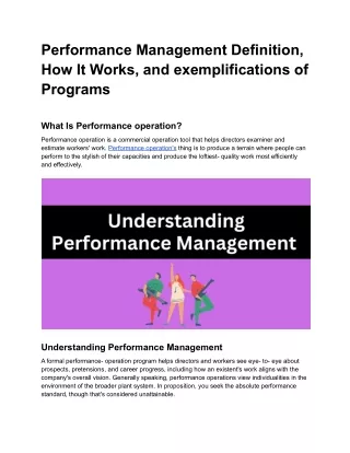 Performance Management Definition, How It Works, and exemplifications of Programs
