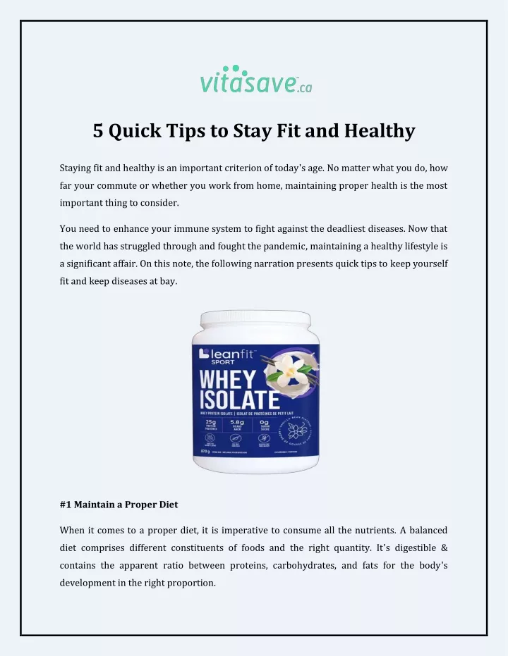 5 quick tips to stay fit and healthy