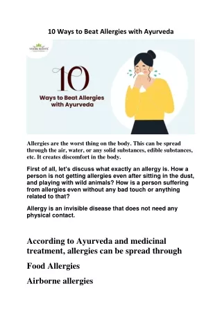 10 Ways to Beat Allergies with Ayurveda