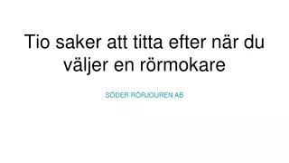 Tio saker att titta efter när du väljer en rörmokare