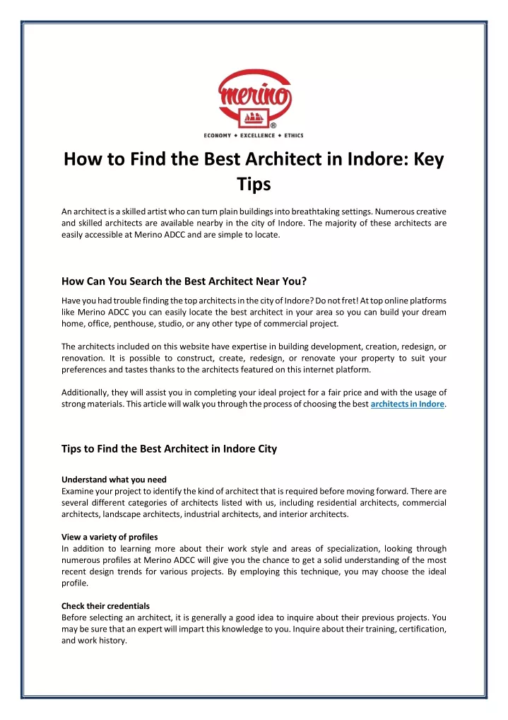 how to find the best architect in indore key tips