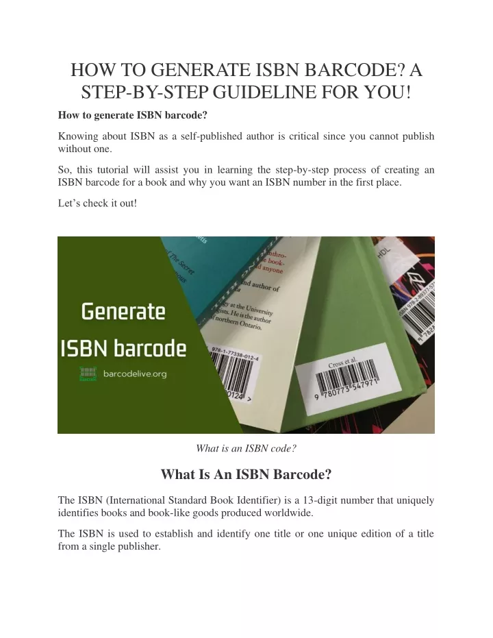 how to generate isbn barcode a step by step