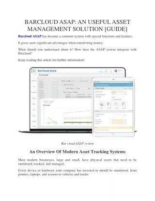 barcloud asap an useful asset management solution