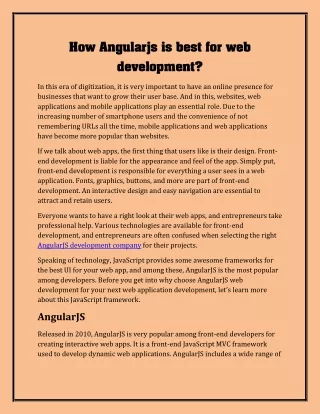 how angularjs is best for web