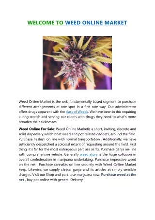 WELCOME TO WEED ONLINE MARKET