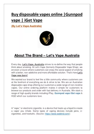 Buy disposable vapes online - LETS VAPE AUSTRALIA