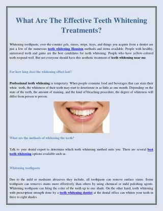 What Are The Effective Teeth Whitening Treatments?