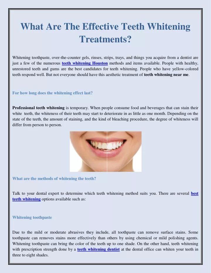 what are the effective teeth whitening treatments