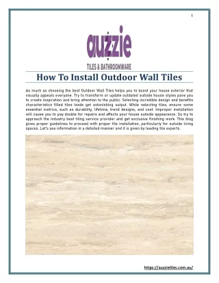 How To Install Outdoor Wall Tiles