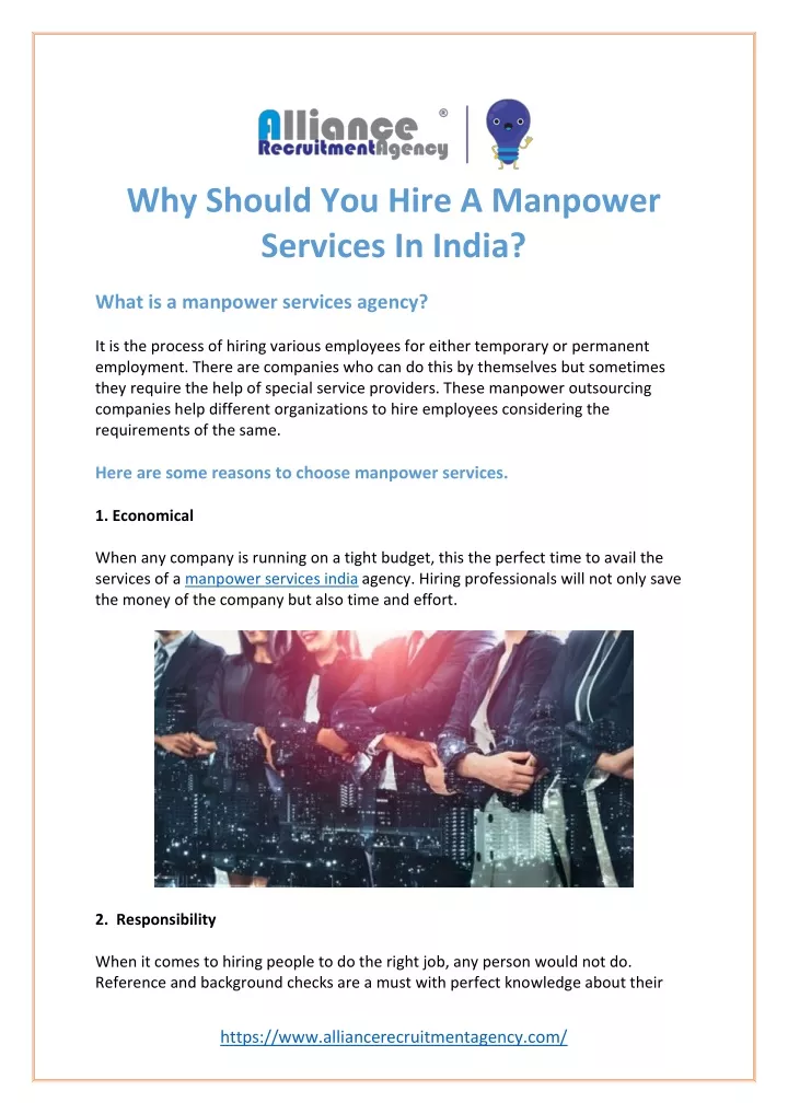 why should you hire a manpower services in india