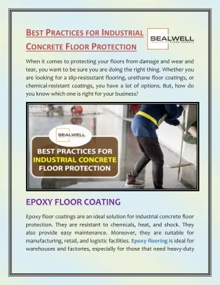 Best Practices for Industrial Concrete Floor Protection